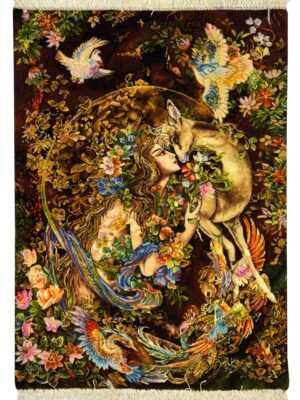 تابلو فرش مستطیل مینیاتور 50 رج کرک و ابریشم کد 2003849