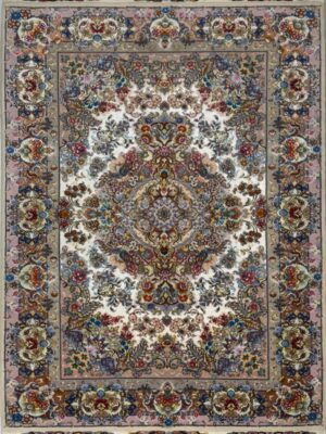 فرش دست بافت مستطیل خطیبی اصطلاحا 60 رج کرک و ابریشم کد 2002877