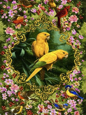 تابلو فرش مستطیل آمازون 50 رج کرک و ابریشم کد 2001706