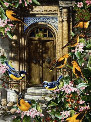 تابلو فرش مستطیل کوچه باغ 50 رج کرک و ابریشم کد 2001707