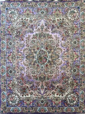 فرش دست بافت مستطیل خطیبی 60 رج کرک و ابریشم کد 2001835