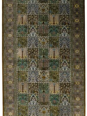 فرش دست بافت مستطیل خشتی امضا عباسی 70 رج تمام ابریشم کد 2003824