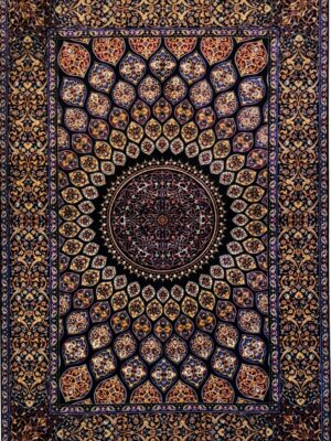 فرش ربات بافت مستطیل ترنچ گنبدی 70 رج ابریشم و  کد 2003856