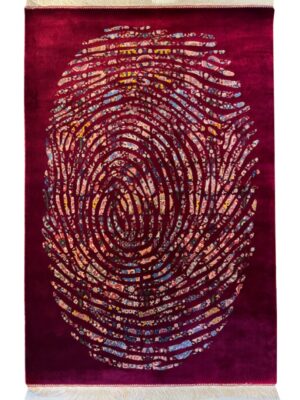 فرش ربات بافت مستطیل اثر انگشت 70 رج ابریشم و بنبوسیلک کد 2003857