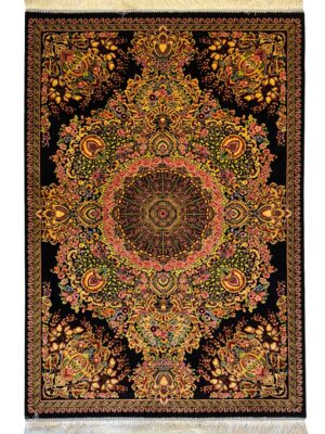 فرش ربات بافت مستطیل لچک ترنجی 70 رج ابریشم و بنبوسیلک کد 2003862