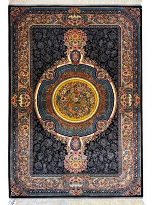 فرش ربات بافت مستطیل گلابتون 70 رج ابریشم و بنبوسیلک کد 2003865