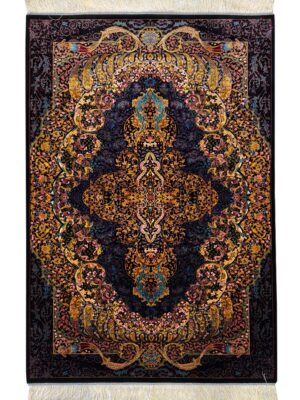 فرش ربات بافت مستطیل لچک ترنجی ارمی 70 رج ابریشم و بنبوسیلک کد 2003869