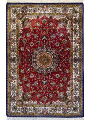 فرش ربات بافت مستطیل صادق نژاد 70 رج ابریشم و بنبوسیلک کد 2003874