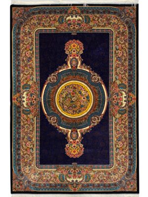 فرش ربات بافت مستطیل گلابتون 70 رج ابریشم و بنبوسیلک کد 2003934