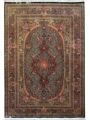 فرش ربات بافت مستطیل جمشیدی 70 رج ابریشم و بنبوسیلک کد 2003943