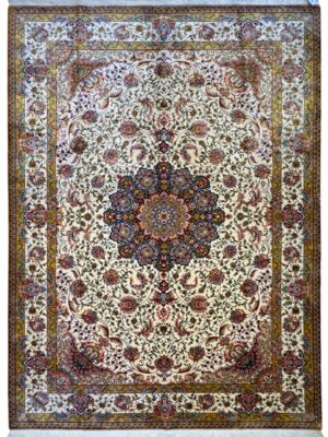 فرش ربات بافت مستطیل هریس 70 رج ابریشم و بنبوسیلک کد 2003945