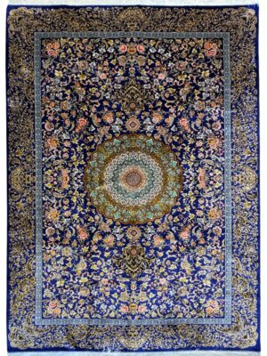 فرش ربات بافت مستطیل لچک ترنجی صادق زاده 70 رج ابریشم و بنبوسیلک کد 2003947