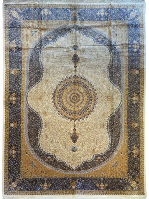 فرش ربات بافت مستطیل جمشیدی جدید 80 رج ابریشم و بنبوسیلک کد 2003955