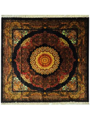 فرش دست بافت مربع رایمون 70 رج تمام ابریشم کد 2003956