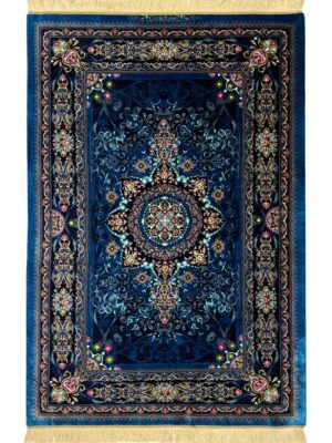 فرش دست بافت مستطیل علیزاده 80 رج تمام ابریشم کد 2003961