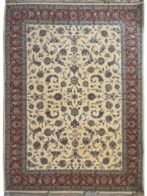 فرش دست بافت مستطیل افشان جدید 50 رج کرک و ابریشم کد 2003997