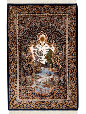 فرش ربات بافت مستطیل دروازه بهشت 70 رج تمام ابریشم کد 2004001