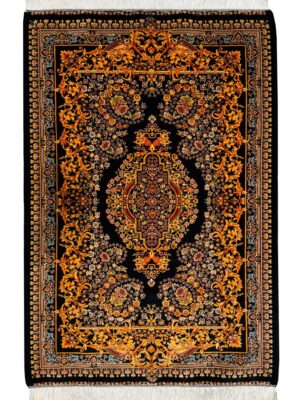 فرش ربات بافت مستطیل لچک ترنجی گلابتون 70 رج تمام ابریشم کد 2004006