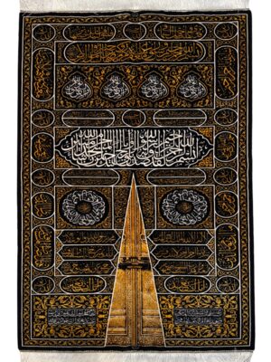 فرش ربات بافت مستطیل درب کعبه ج 70 رج تمام ابریشم کد 2004018