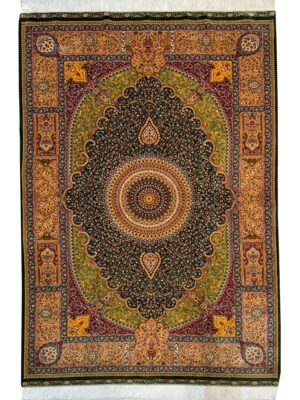 فرش ربات بافت مستطیل گلریز معصومی 70 رج تمام ابریشم کد 2004042