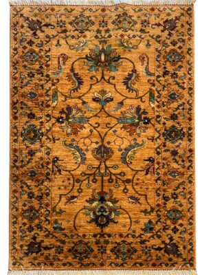 فرش دست بافت مستطیل افشان اسلیمی 40 رج پشم دست ریس کد 2004078