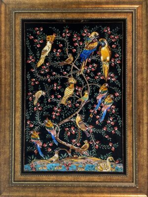 تابلو فرش مستطیل درخت زندگی 70 رج تمام ابریشم کد 2004067