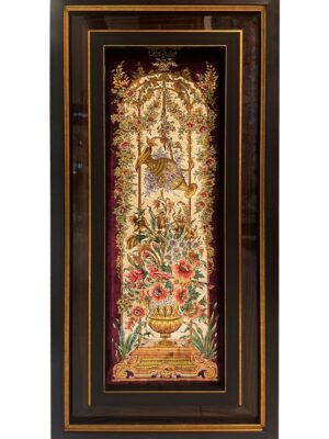 تابلو فرش مستطیل جام شراب 70 رج تمام ابریشم کد 2004074