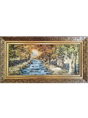 تابلو فرش تبریز مستطیل کوچه باغ 40 رج کرک و ابریشم2001956