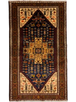 فرش دست بافت بلوچ مستطیل گل مرغی 30 رج پشم2004265