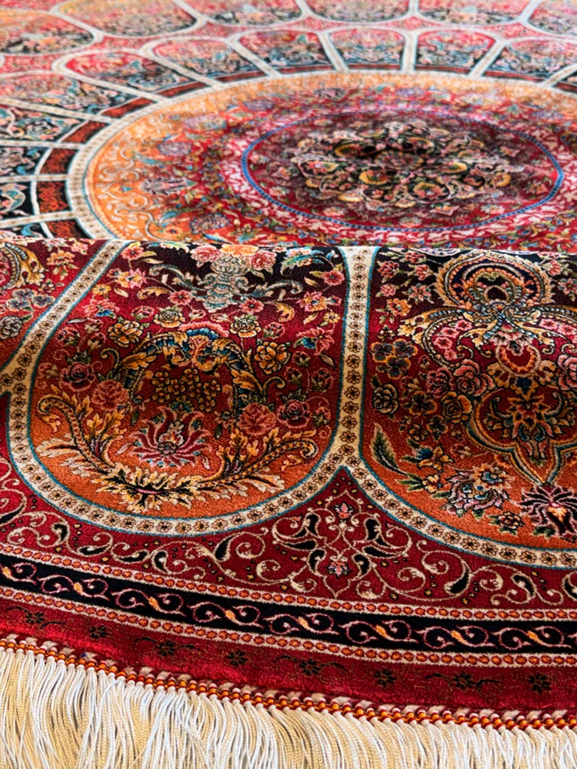 فرش ربات بافت 4 متری قم 200*200 دایره قابی 70 رج 7 Kg - Image 2