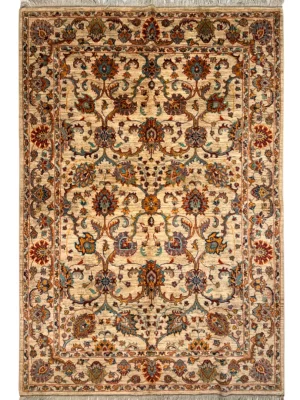 فرش دست بافت پشم دست ریس سلطان اباد 4 متری افشان امریکایی 40 رج کرم / بژ 240*170 مستطیل 20 کیلو