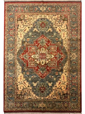 فرش دست بافت پشم دست ریس سلطان اباد 6 متری هریس 40 رج آبی / سرمه ایی 207*300 مستطیل 20 کیلو