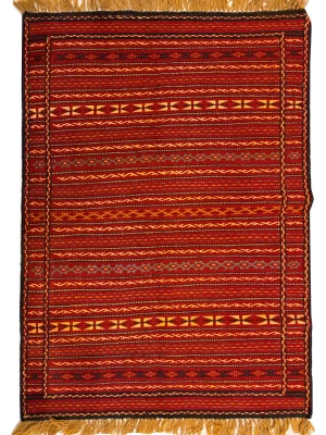 فرش دست بافت پشم گلیم فرش 1.5 متری محرمات 40 رج قرمز / لاکی 153*102 مستطیل کیلو1