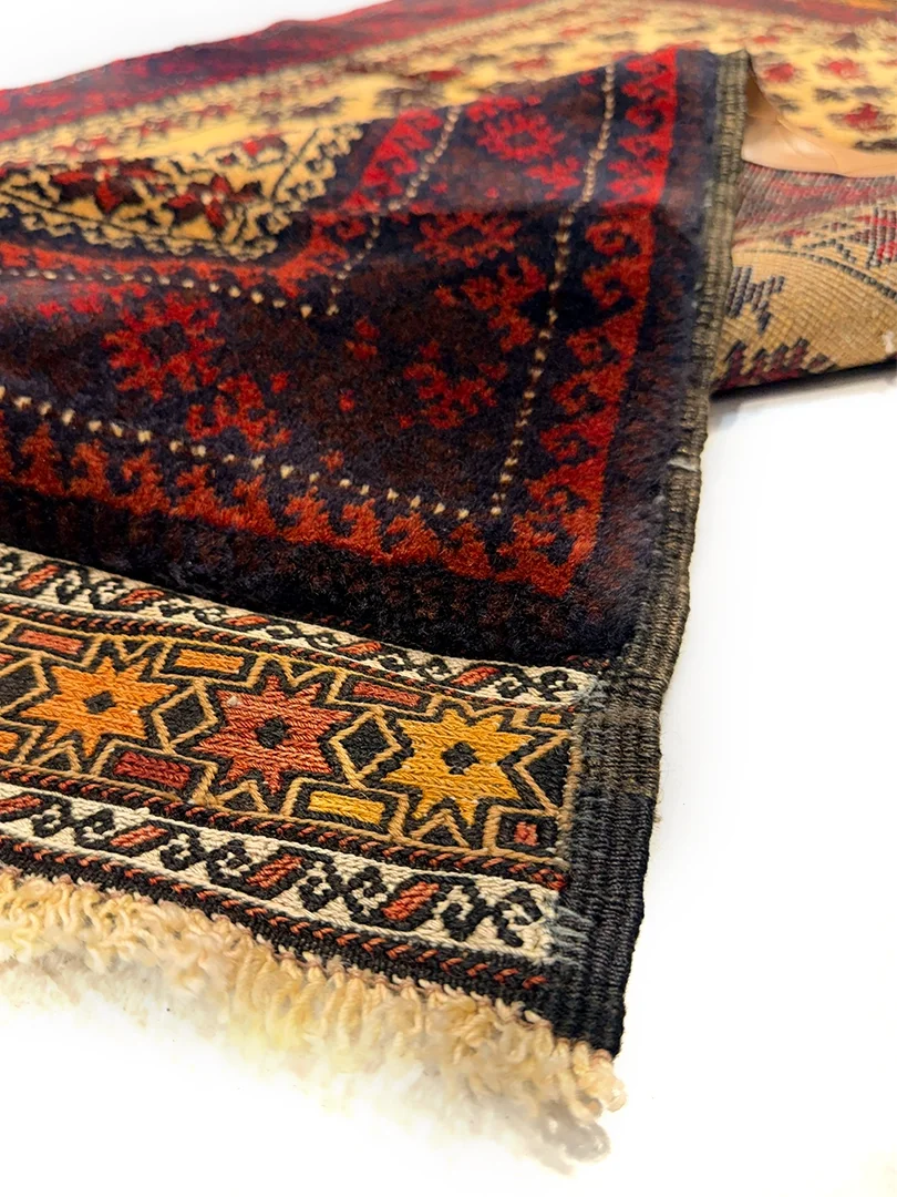 فرش دست بافت پشم خان محمدی 1.5 متری هندسی 40 رج کرم / بژ 90*130 مستطیل کیلو1 - Image 2