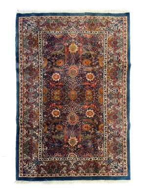 فرش دست بافت 3 متری عشایری/قشقایی 130*194 مستطیل کلارک 40 رج پشم آبی / سرمه ایی 4 کیلو سنتی