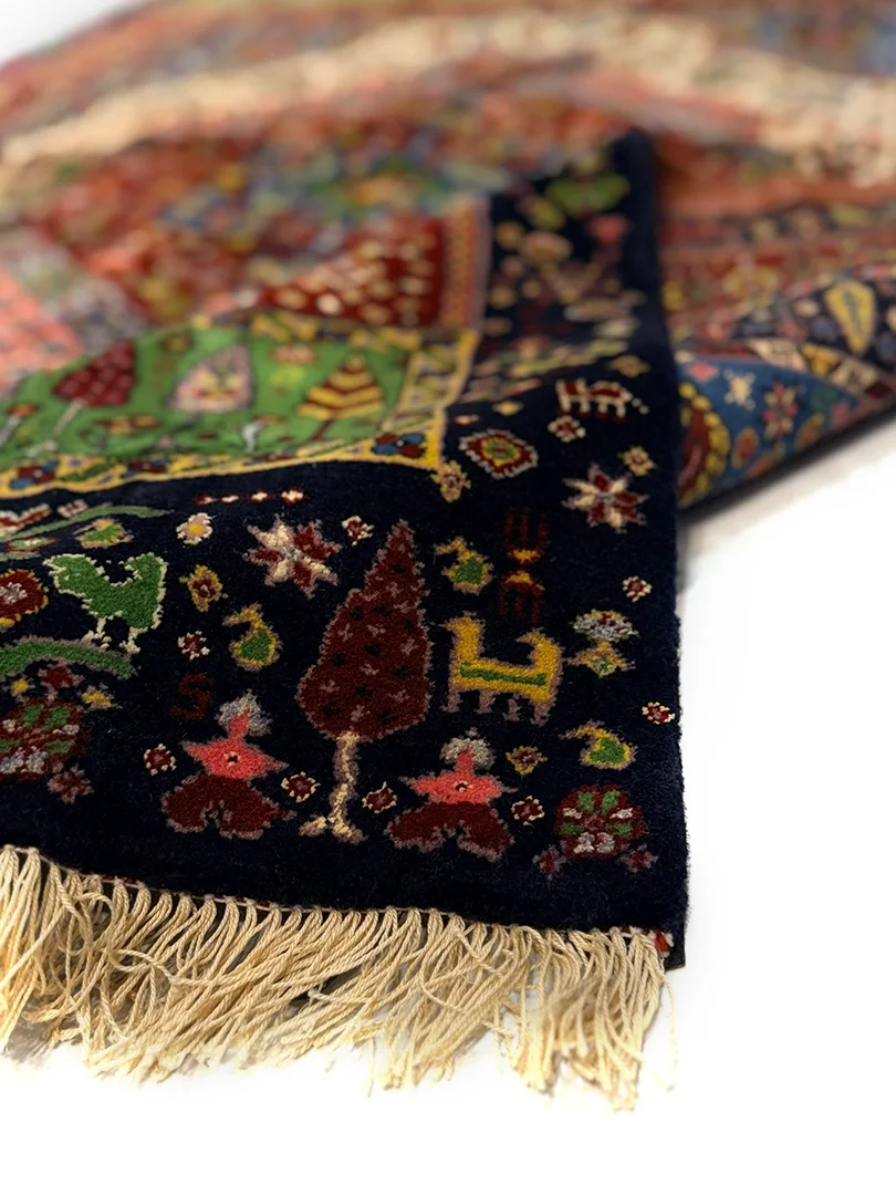 فرش دست بافت پشم عشایری/قشقایی 2 متری مهرگردون 40 رج کرم / بژ 132*162 مستطیل 6 کیلو - Image 2