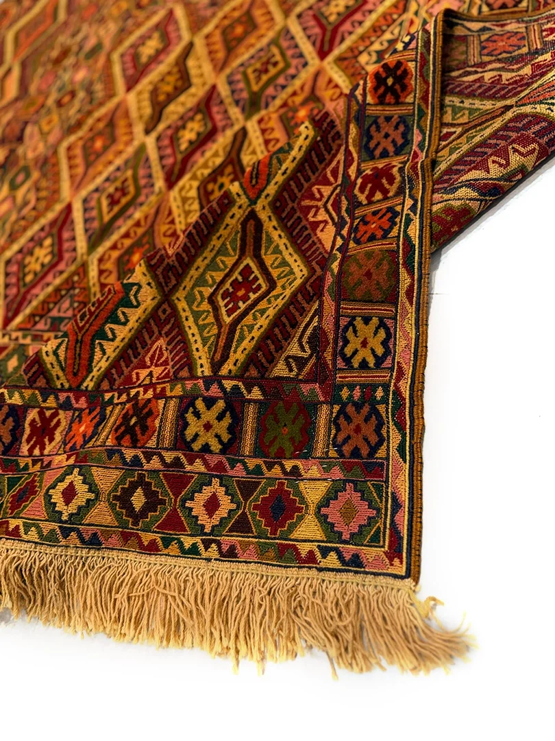 فرش دست بافت پشم گلیم فرش 2 متری خشتی 40 رج الوان 135*170 مستطیل 2 کیلو - Image 2