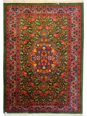فرش دست بافت 6 متری عشایری/قشقایی 200*300 مستطیل لچک ترنجی هزار کل 35 رج پشم سبز 35 کیلو کلاسیک