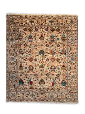 فرش دست بافت 7 متری سلطان اباد 284*252 مربع سلطان اباد 25 رج پشم دست ریس کرم / بژ 22 کیلو مدرن