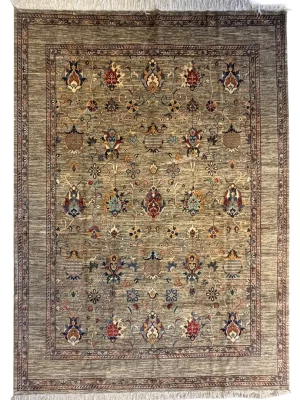 فرش دست بافت 7.5 متری سلطان اباد 251*298 مستطیل کف ساده 30 رج پشم دست ریس کرم / بژ 25 کیلو مدرن