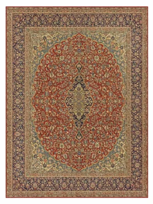 فرش دست بافت 12 متری کرمان 300*400 مستطیل لچک ترنجی کرمان 40 رج پشم قرمز / لاکی 12 کیلو کلاسیک