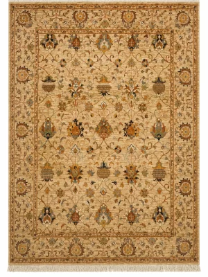 فرش دست بافت 7.5 متری سلطان اباد 294*245 مستطیل افشان یکسره 30 رج پشم دست ریس کرم / بژ 35 کیلو مدرن