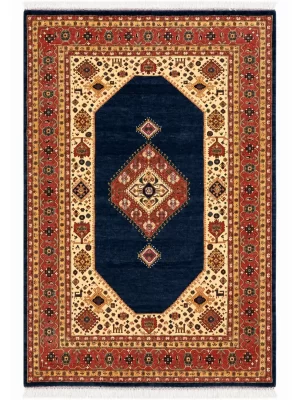 فرش دست بافت 6 متری عشایری/قشقایی 200*300 مستطیل کف ساده 30 رج پشم آبی / سرمه ایی 25 کیلو سنتی