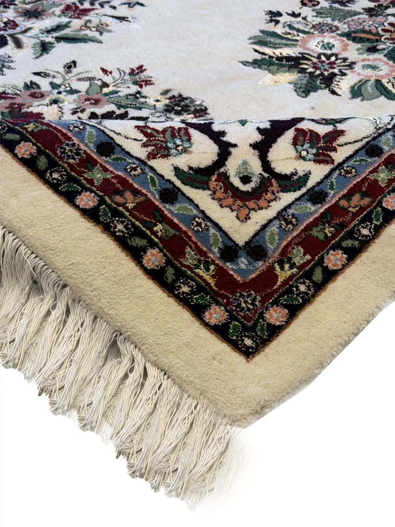 فرش دست بافت 6 متری سبزوار 200*300 مستطیل کف ساده 35 رج پشم و ابریشم کرم / بژ 25 کیلو - Image 3