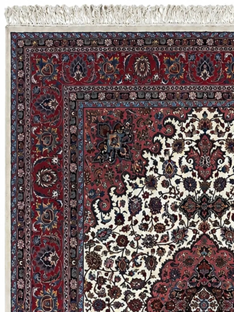 فرش دست بافت 12 متری مشهد 300*400 مستطیل لچک ترنجی موسوی 35 رج پشم کرم 40 کیلوگرم کلاسیک - Image 2