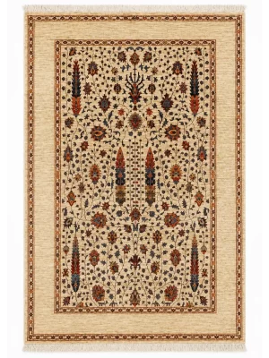 فرش دست بافت 6 متری سلطان اباد 210*307 مستطیل کاج سروی 30 رج پشم دست ریس کرم / بژ 25 کیلو مدرن