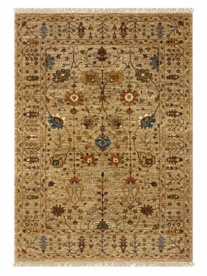 فرش دست بافت 6 متری سلطان اباد 291*198 مستطیل افشان یکسره 30 رج پشم دست ریس کرم / بژ 25 کیلو مدرن