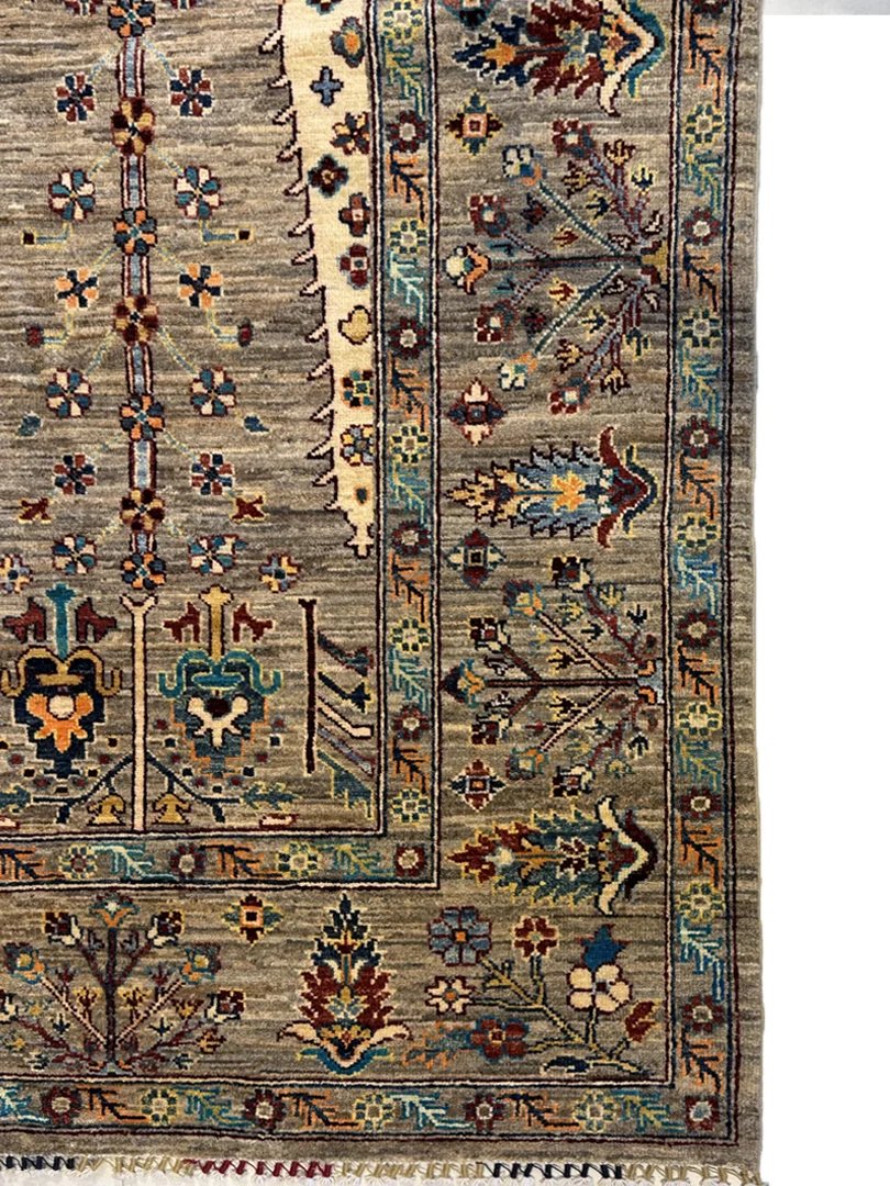 فرش دست بافت 9 متری سلطان اباد 350*270 مستطیل کاج سروی 25 رج پشم کرم / بژ 33 کیلو مدرن - Image 2
