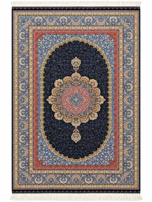 فرش ربات بافت 3 متری قم 150*225 مستطیل رایمون 80 رج ابریشم و بنبوسیلک کرم / بژ 5 کیلو کلاسیک