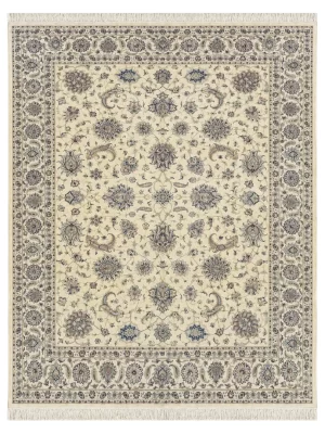 فرش دست بافت 12 متری مشهد 300*400 مستطیل افشان 50 رج کرک و ابریشم کرم 40 کیلوگرم کلاسیک